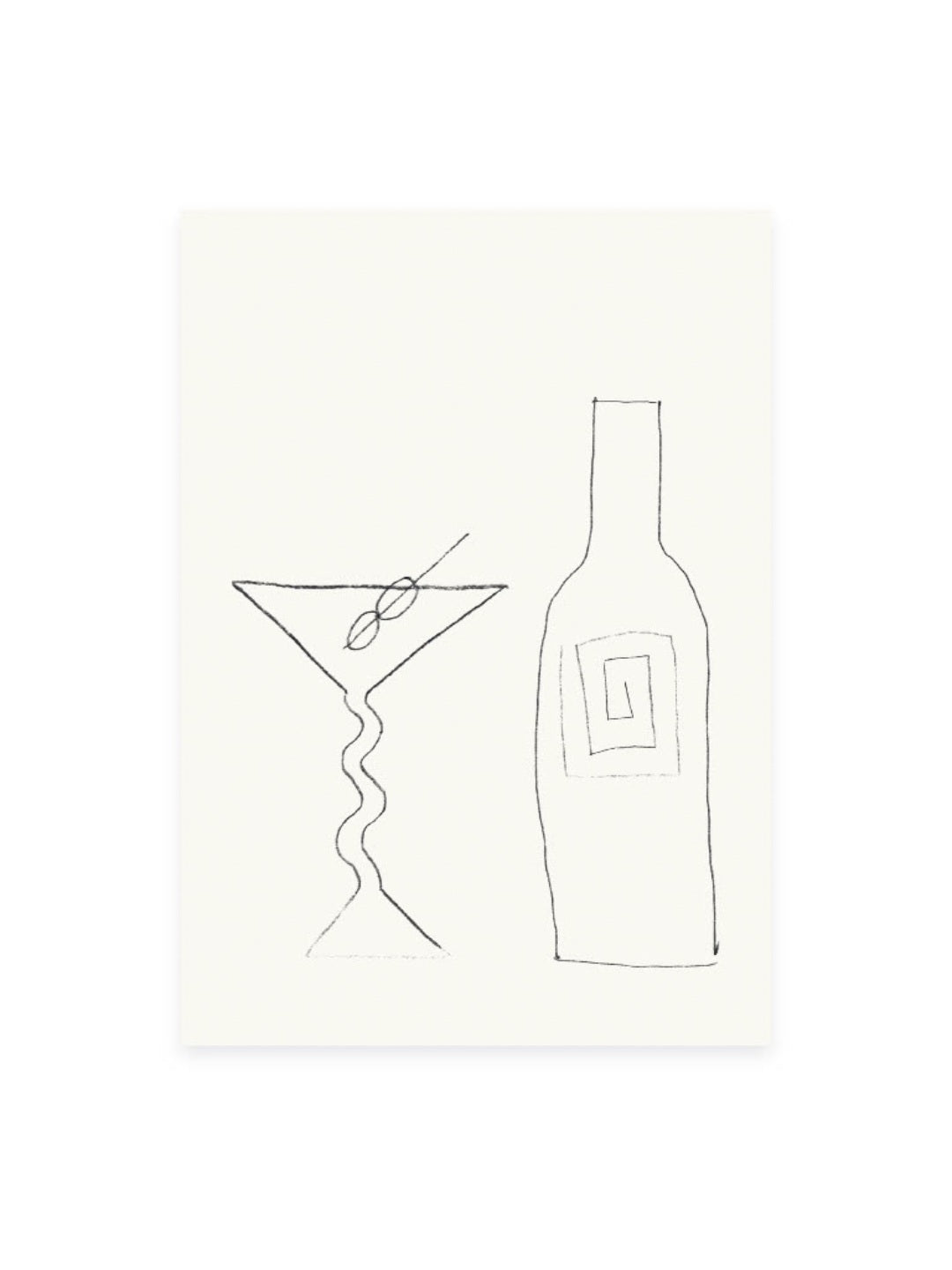 Postkarte Martini & Wein (Risographie)