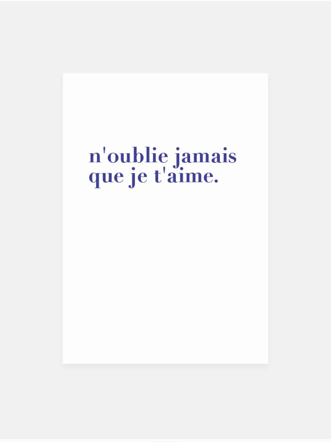 Postkarte 'je t'aime'